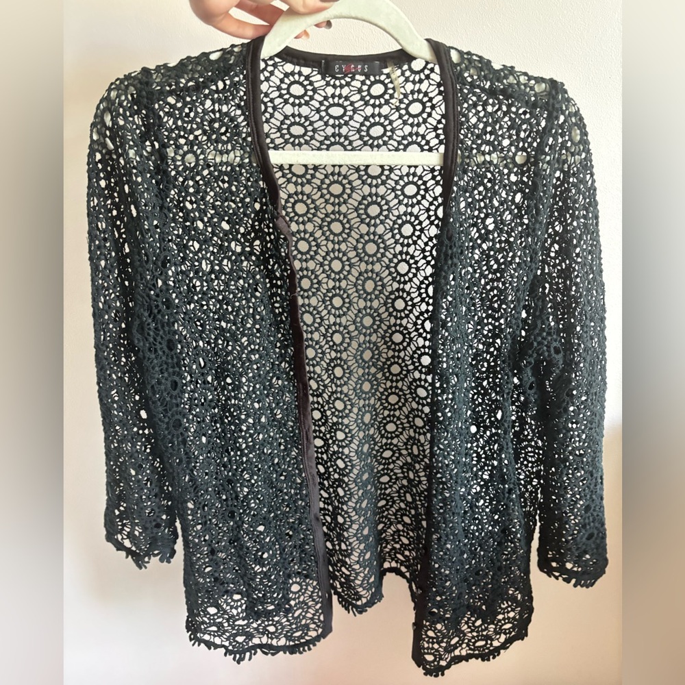 Cyrus Black Crochet Cardigan